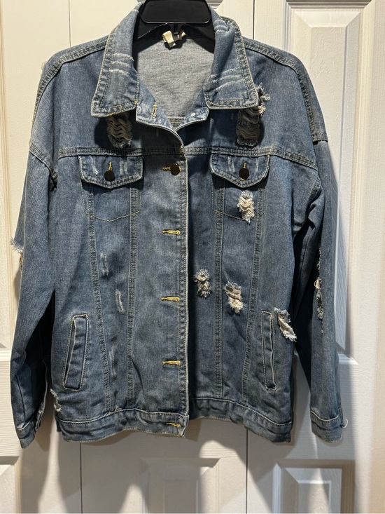 Jackets & Blazers - Distressed Light Blue oversized Denim Jacket